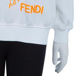 Pre Owned Fendi White Karlito Sweatshirt M