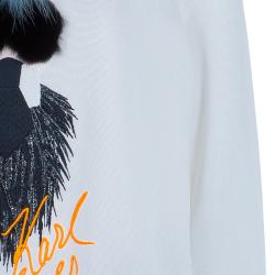Pre Owned Fendi White Karlito Sweatshirt M