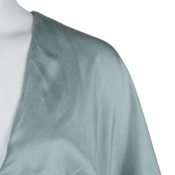 Pre Owned Fendi Grey Silk Embellished Waist Detail Draped Kimono Sleeve Dress S