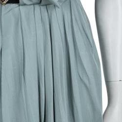 Pre Owned Fendi Grey Silk Embellished Waist Detail Draped Kimono Sleeve Dress S