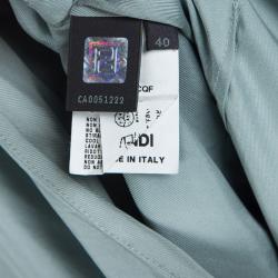 Pre Owned Fendi Grey Silk Embellished Waist Detail Draped Kimono Sleeve Dress S