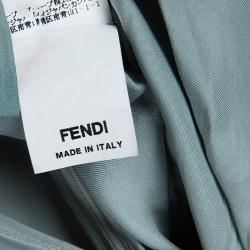 Pre Owned Fendi Grey Silk Embellished Waist Detail Draped Kimono Sleeve Dress S