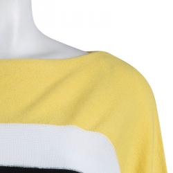 Fendi Black and Yellow Colorblock Dolman Sleeve Sweater XL