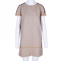 Pre Owned Fendi Beige Lace Up Detail Shift Dress M