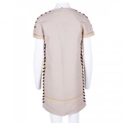 Pre Owned Fendi Beige Lace Up Detail Shift Dress M