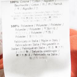 Pre Owned Fendi Orange Dotted Mesh Trim Detail Top M