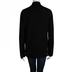 Pre Owned Fendi Black Merino Wool Vintage Button Front Cardigan S