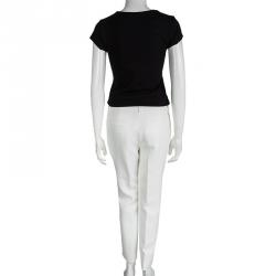 Pre Owned Fendi Off White Cotton High Waist Straight Fit Trousers S
