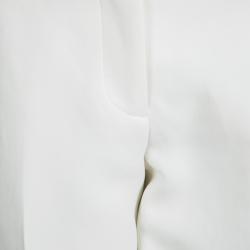 Pre Owned Fendi Off White Cotton High Waist Straight Fit Trousers S