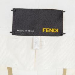 Pre Owned Fendi Off White Cotton High Waist Straight Fit Trousers S