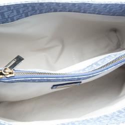 Pre Owned Fendi Baby Blue Zuchinno Coated Canvas Small Tote