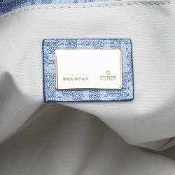 Pre Owned Fendi Baby Blue Zuchinno Coated Canvas Small Tote