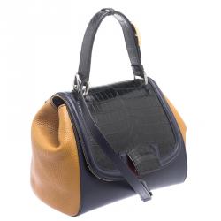 Pre Owned Fendi Multicolor Croc and Leather Silvana Shoulder Bag