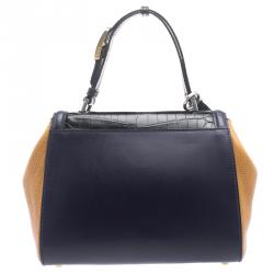 Pre Owned Fendi Multicolor Croc and Leather Silvana Shoulder Bag