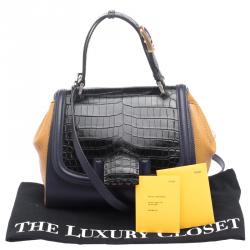 Pre Owned Fendi Multicolor Croc and Leather Silvana Shoulder Bag