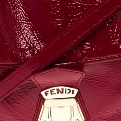 Pre Owned Fendi Red Patent Leather Push Lock Satchel