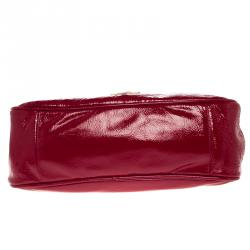 Pre Owned Fendi Red Patent Leather Push Lock Satchel