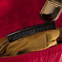 Pre Owned Fendi Red Patent Leather Push Lock Satchel