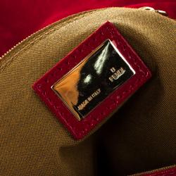 Pre Owned Fendi Red Patent Leather Push Lock Satchel