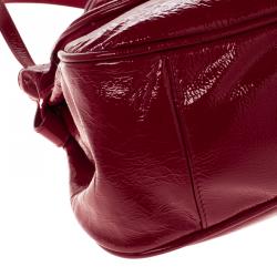 Pre Owned Fendi Red Patent Leather Push Lock Satchel