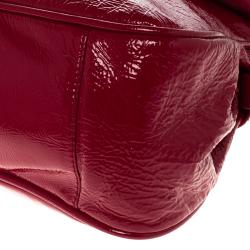Pre Owned Fendi Red Patent Leather Push Lock Satchel