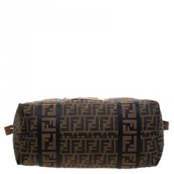 Pre Owned Fendi Brown Zucca Canvas Large Boston Bag
