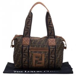 Pre Owned Fendi Brown Zucca Canvas Large Boston Bag