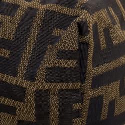 Pre Owned Fendi Brown Zucca Canvas Large Boston Bag