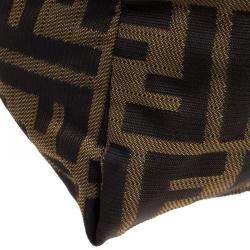 Pre Owned Fendi Brown Zucca Canvas Large Boston Bag