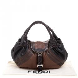 Pre Owned Fendi Brown Textured Leather Spy Hobo