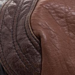 Pre Owned Fendi Brown Textured Leather Spy Hobo