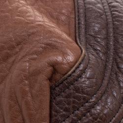 Pre Owned Fendi Brown Textured Leather Spy Hobo