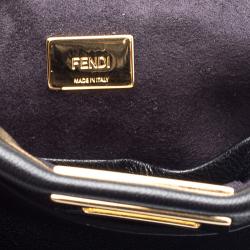 Pre Owned Fendi Black Leather Micro Peekaboo Crossbody Bag