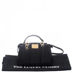 Pre Owned Fendi Black Leather Micro Peekaboo Crossbody Bag