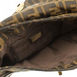Pre Owned Fendi Tobacco Zucca Canvas Plisse Chef Shoulder Bag