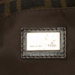 Pre Owned Fendi Tobacco Zucca Canvas Plisse Chef Shoulder Bag