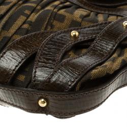 Pre Owned Fendi Tobacco Zucca Canvas Plisse Chef Shoulder Bag