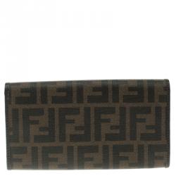 Pre Owned Fendi Tobacco Zucca Spalmati Continental Wallet  