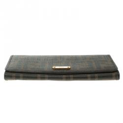 Pre Owned Fendi Tobacco Zucca Spalmati Continental Wallet  