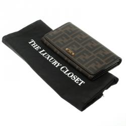 Pre Owned Fendi Tobacco Zucca Spalmati Continental Wallet  