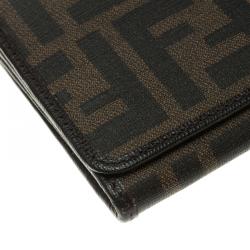 Pre Owned Fendi Tobacco Zucca Spalmati Continental Wallet  