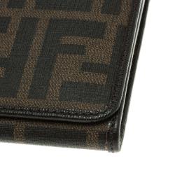 Pre Owned Fendi Tobacco Zucca Spalmati Continental Wallet  