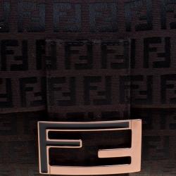 Fendi Dark Brown Zucchino Canvas Baguette Shoulder Bag
