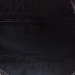 Fendi Dark Brown Zucchino Canvas Baguette Shoulder Bag
