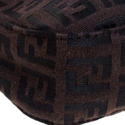 Fendi Dark Brown Zucchino Canvas Baguette Shoulder Bag
