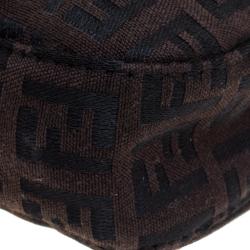 Fendi Dark Brown Zucchino Canvas Baguette Shoulder Bag
