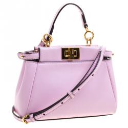 Pre Owned Fendi Pink Leather Micro Peekaboo Bag