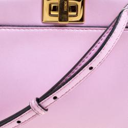 Pre Owned Fendi Pink Leather Micro Peekaboo Bag