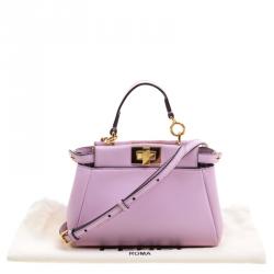 Pre Owned Fendi Pink Leather Micro Peekaboo Bag