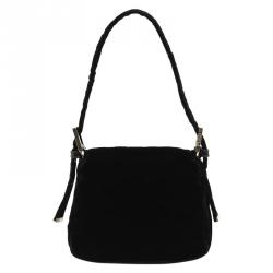 Pre Owned Fendi Black Suede Shoulder Bag
